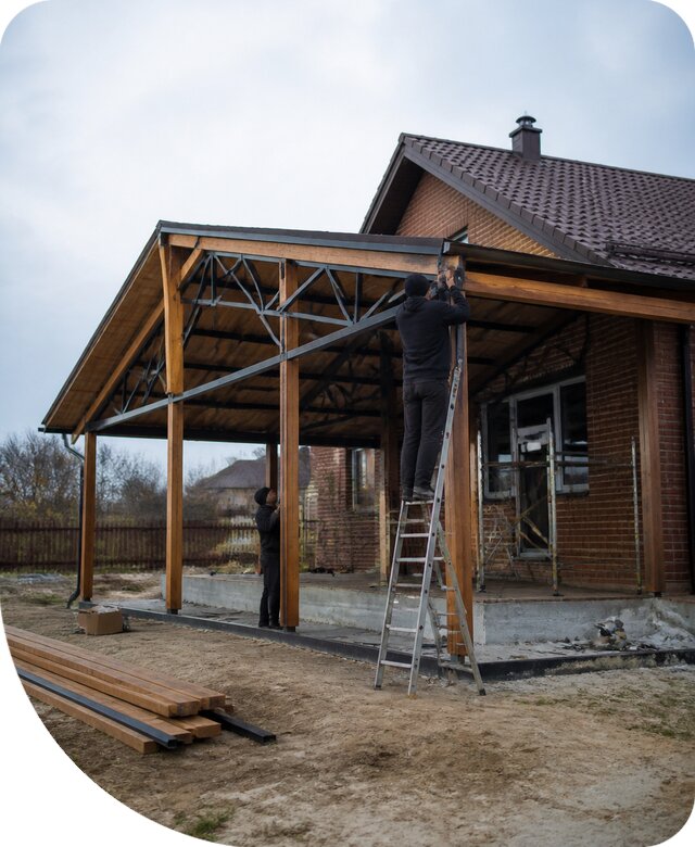 Пристройка навеса к дому и участку в Геленджике под ключ